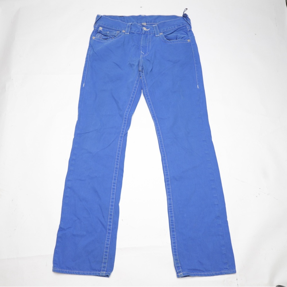 True Religion Mens Straight Jeans With Flaps Blue Size 31